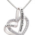 "I Love you Forever and Always" Heart Necklace Embellished with  Crystals in 18K White Gold Plated