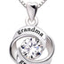 "GRANDMA GRANDSON" Heart Necklace Embellished with  Crystals in 18K White Gold Plated